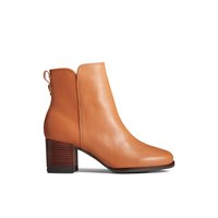 Seaport Heel Water Resistant Leather Boot - Block Heel - Ankle Booties