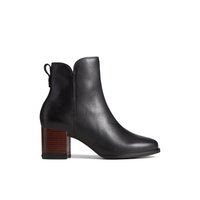 Seaport Heel Water Resistant Leather Boot - Block Heel - Ankle Booties